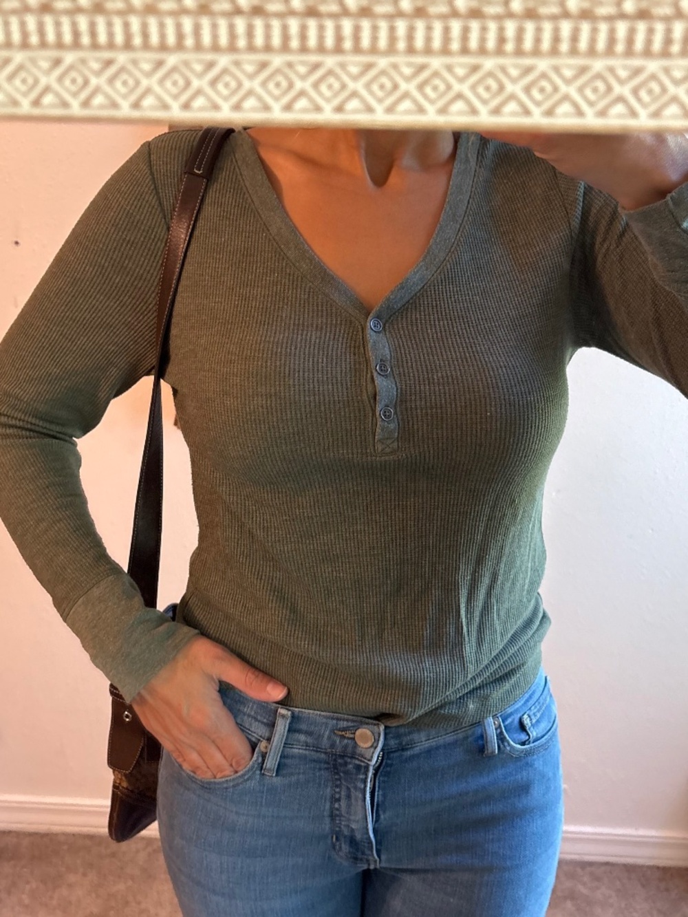 Thermal green Henley shirt